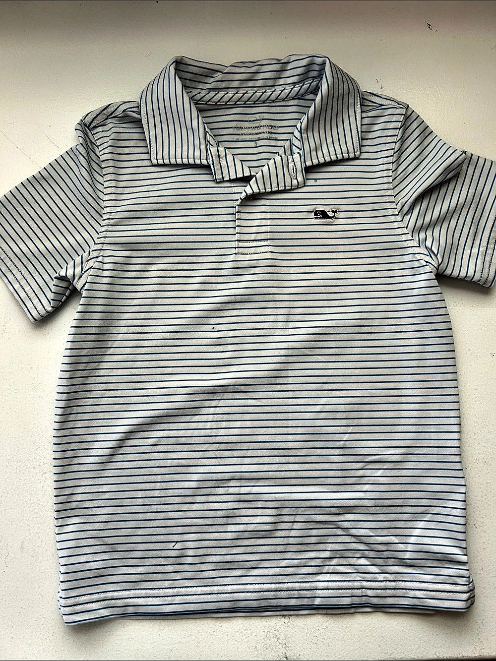 Vineyard Vines Boys Performance Stripe Sankaty Polo White & Blue